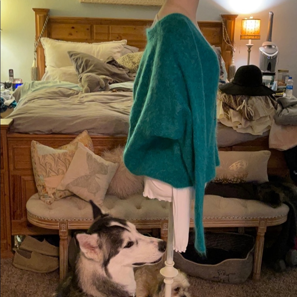 Turquoise button down sweater - Picture 3 of 5